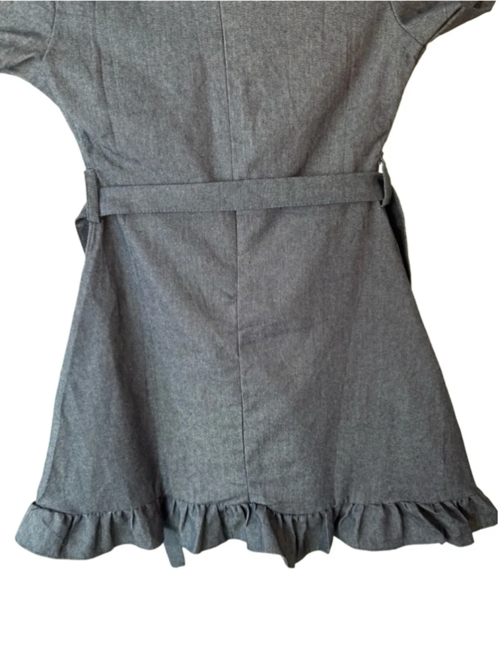 Beauty Fashion Kids Denim Look Wrap Dress Size L Fits Smaller Ruffle Hem - Picture 11 of 11
